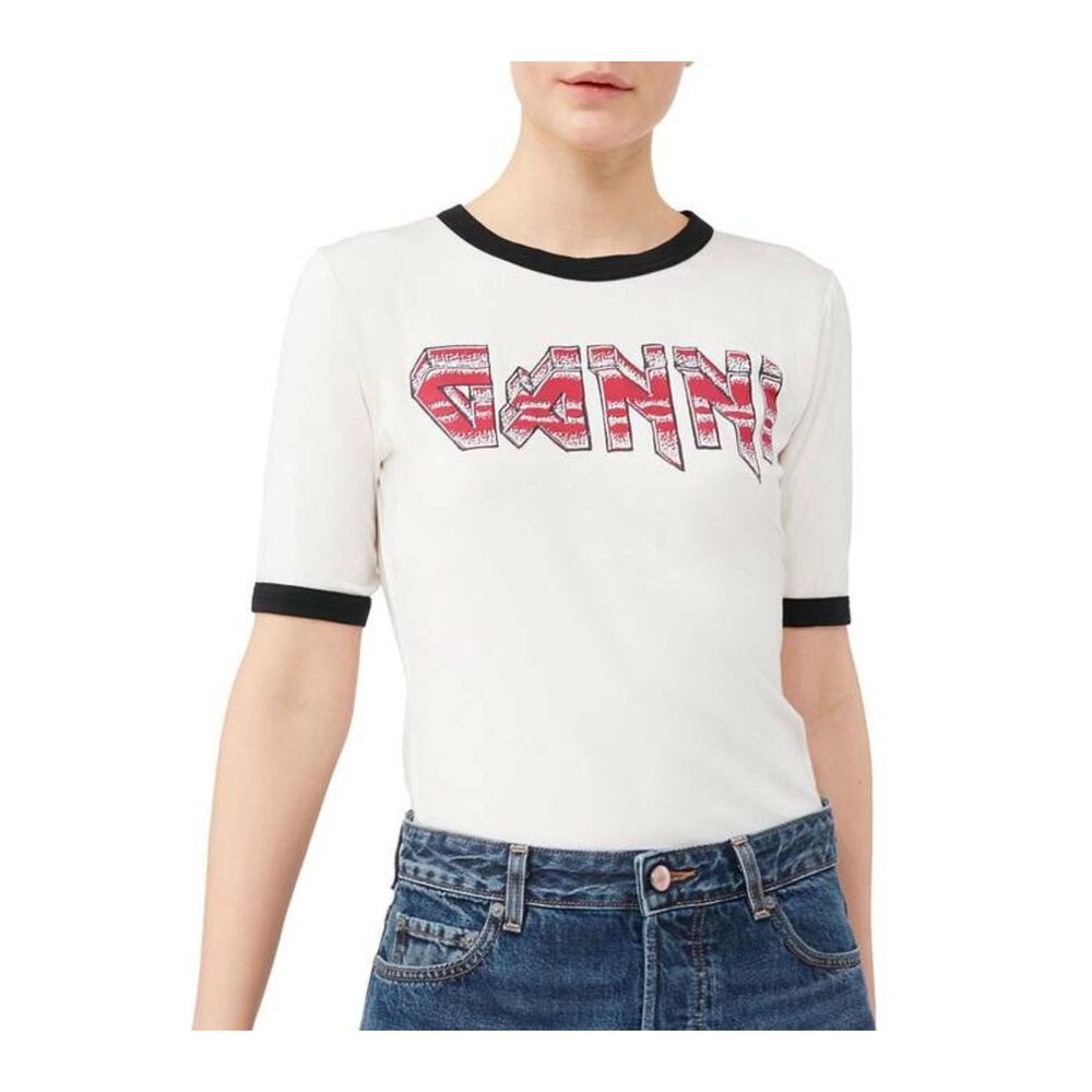 GANNI Women's Light Stretch Jersey Fitted T- Shirt